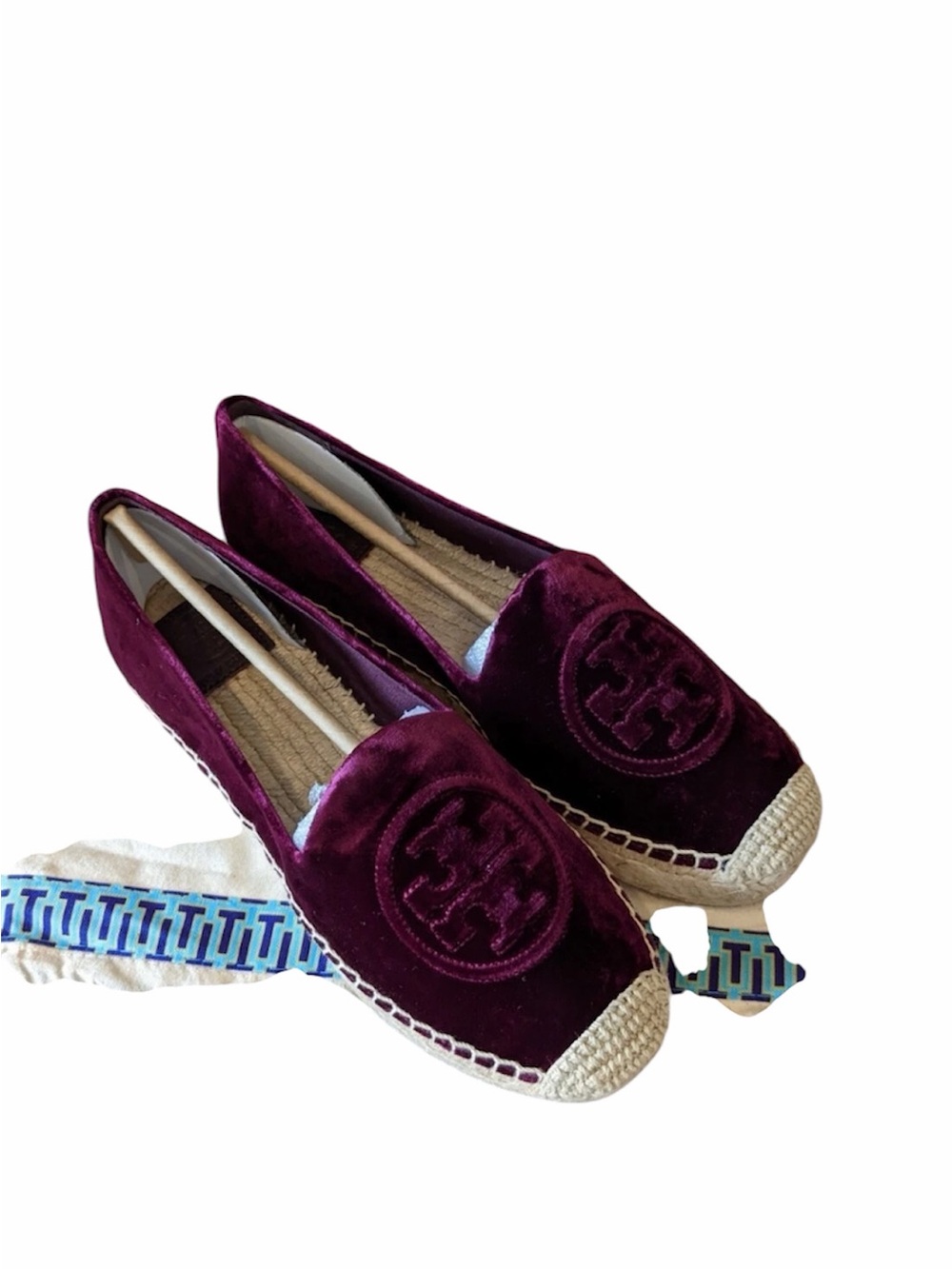 Tory Burch Velvet Espadrille Flats in Plum - Picture 1 of 4